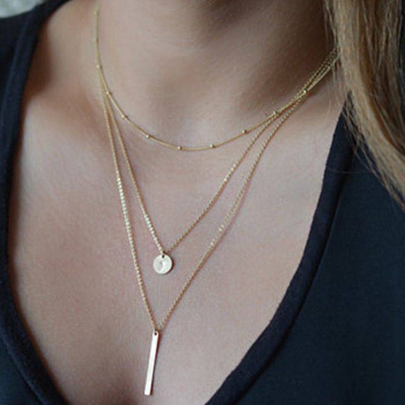 Simple Style Water Droplets Alloy Layered Plating Necklace