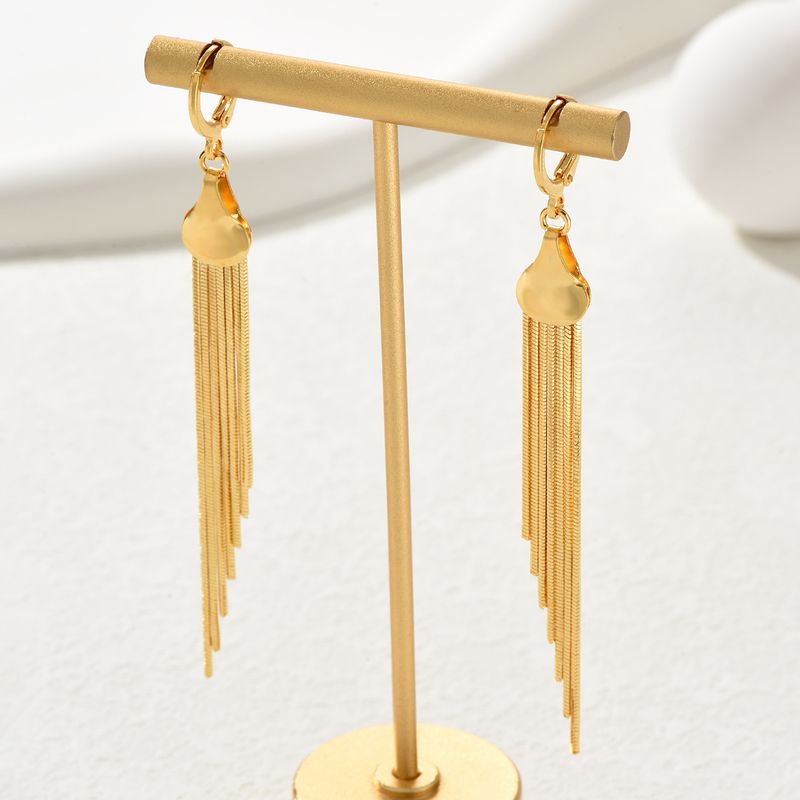 Fashion Lines Copper Earrings Plating Tassel Copper Earrings 1 Pair