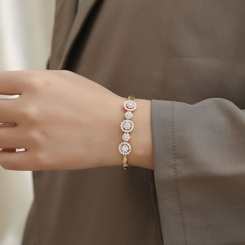 Elegant Round Copper Bracelets Inlay Zircon Copper Bracelets