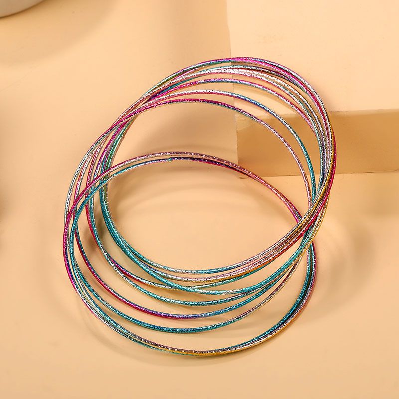 Simple Style Colorful Alloy Plating Bangle 1 Set