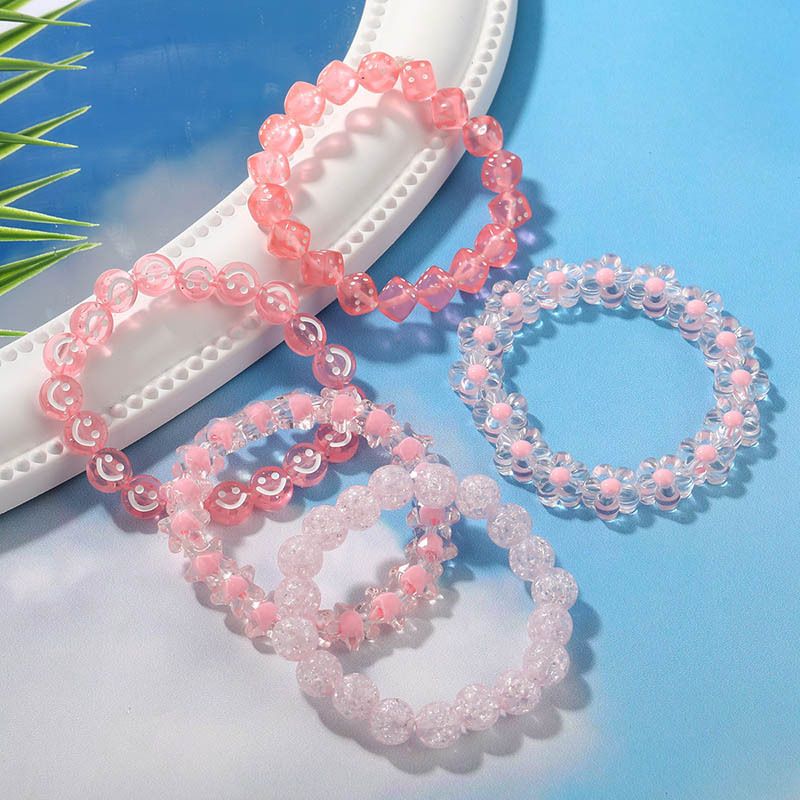 Sweet Flower Plastic Resin Bracelets 1 Set