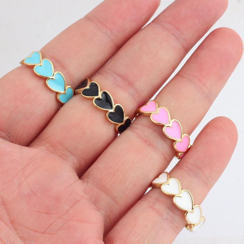 Simple Style Heart Shape Copper Open Ring Plating Copper Rings