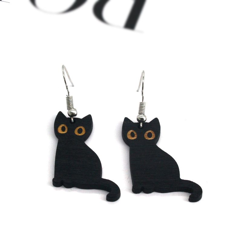 Simple Style Cat Resin Drop Earrings