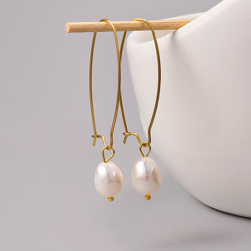 Elegant Pearl Titanium Steel Drop Earrings Earrings Plating Artificial Pearls Stainless Steel Earrings