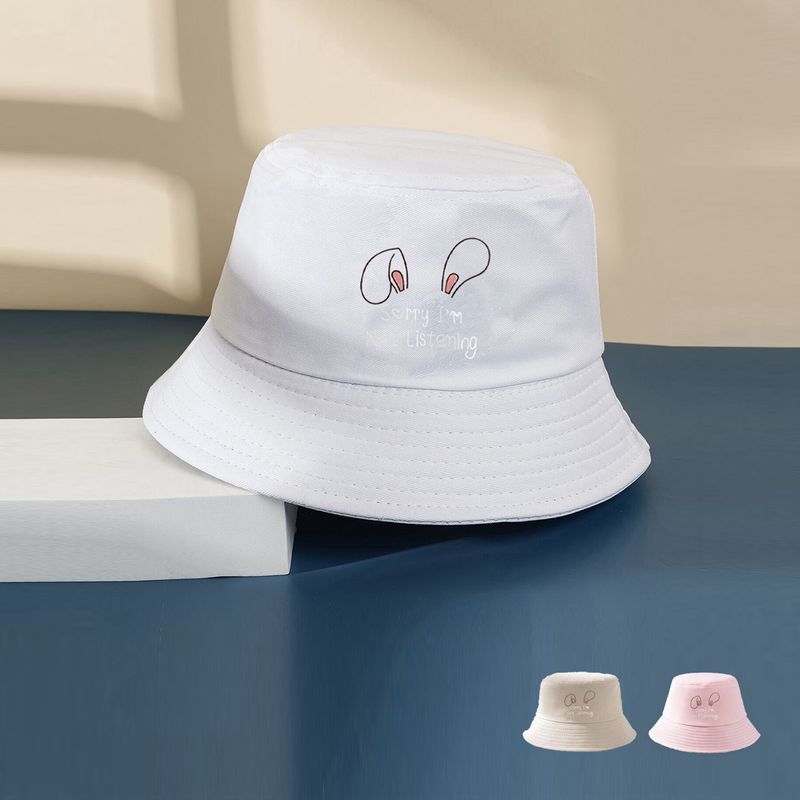 Women's Cute Bunny Ears Letter Bucket Hat