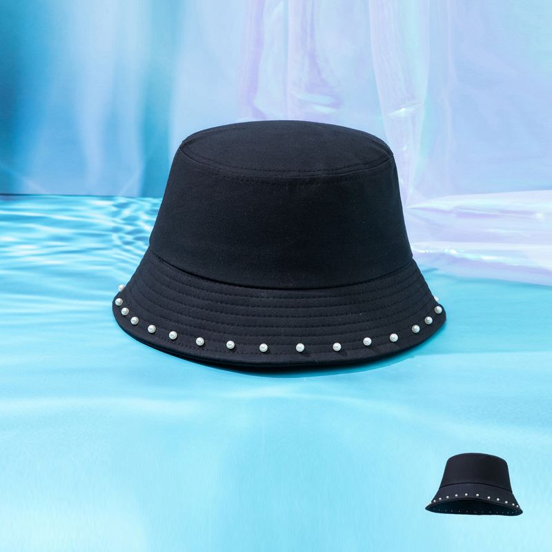 Women's Basic Solid Color Pearl Bucket Hat