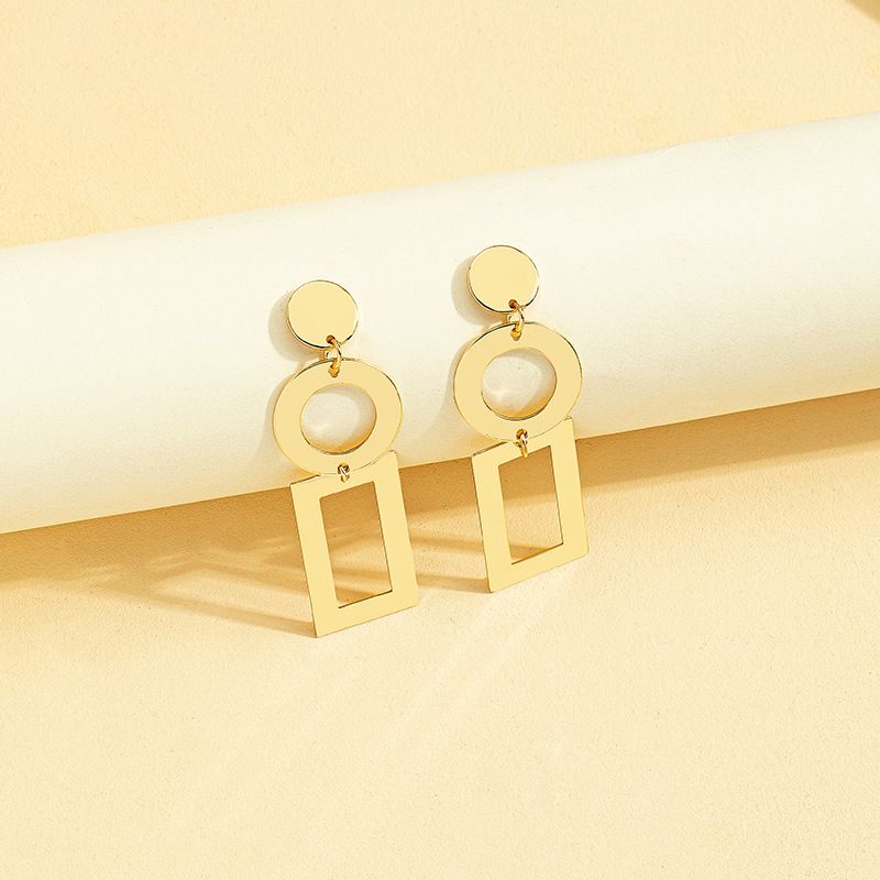 Fashion Round Square Alloy Splicing Plating Drop Earrings