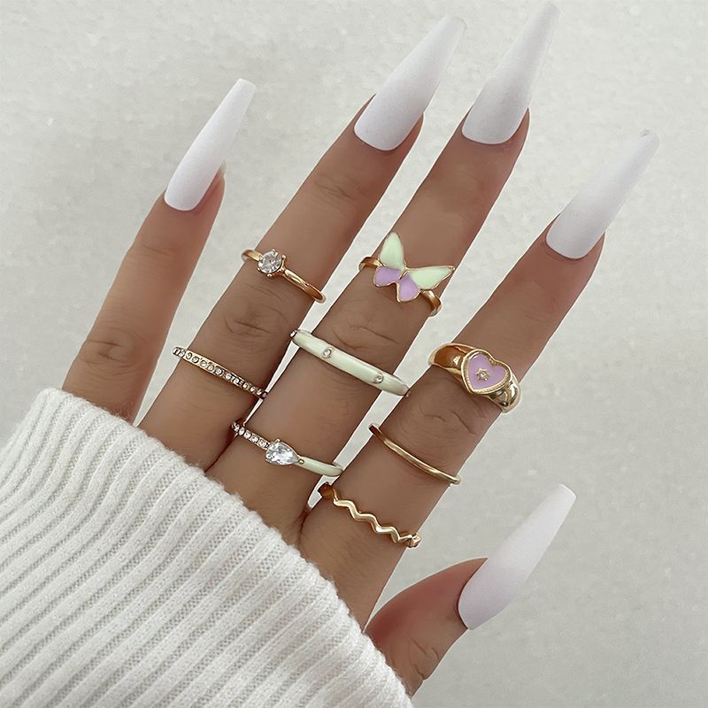 Simple Style Geometric Alloy Stoving Varnish Rings