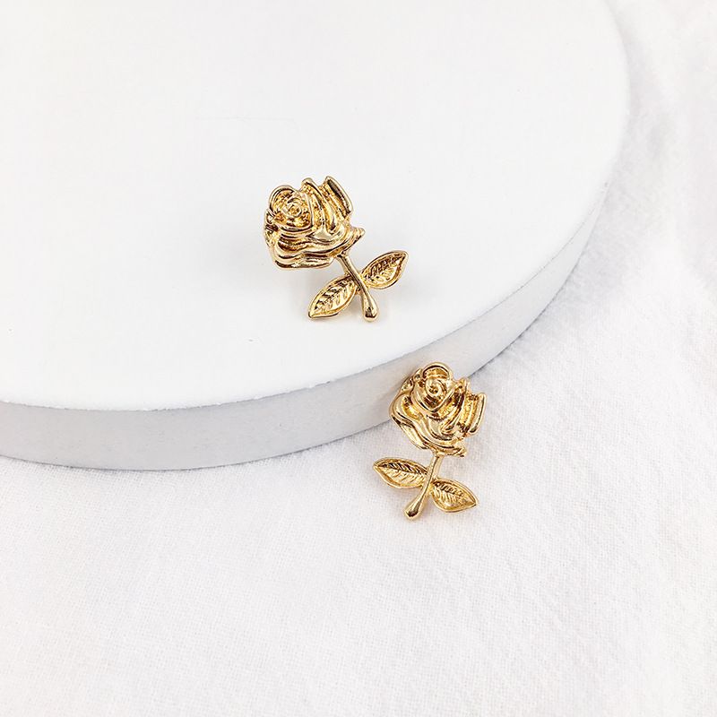 Retro Rose Alloy Plating Ear Studs 1 Pair