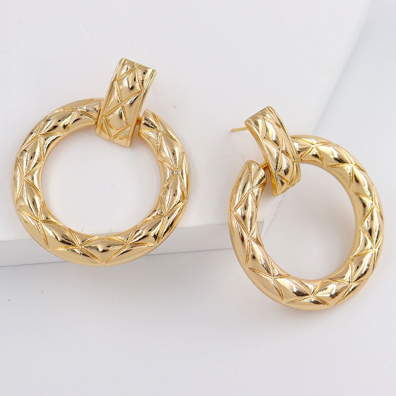 Fashion Round Alloy Plating Earrings 1 Pair