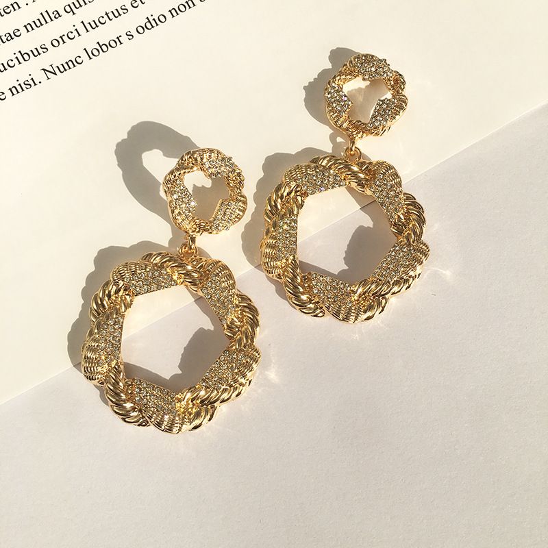Fashion Geometric Alloy Plating Artificial Rhinestones Earrings 1 Pair