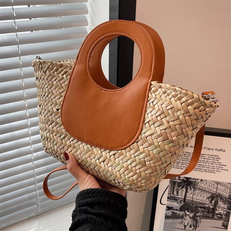 Vacation Color Block Straw Bag