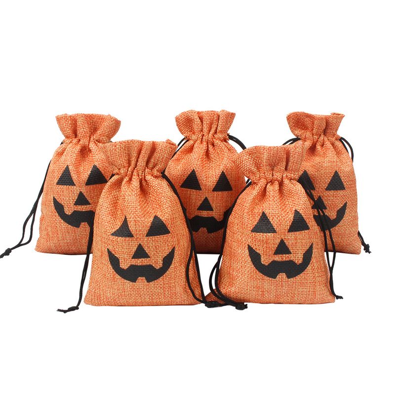 Halloween Komisch Kürbis Leinen Gruppe Geschenk Taschen