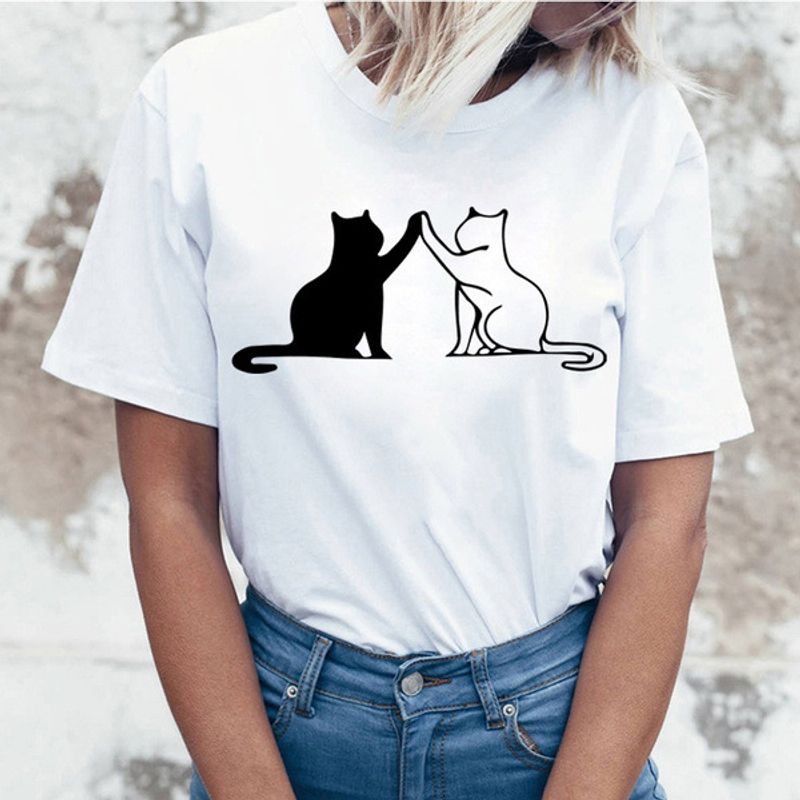 Women's T-shirt Short Sleeve T-shirts Printing Streetwear Cat