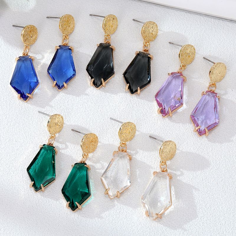 Wholesale Jewelry 1 Pair Retro Geometric Alloy Crystal Drop Earrings