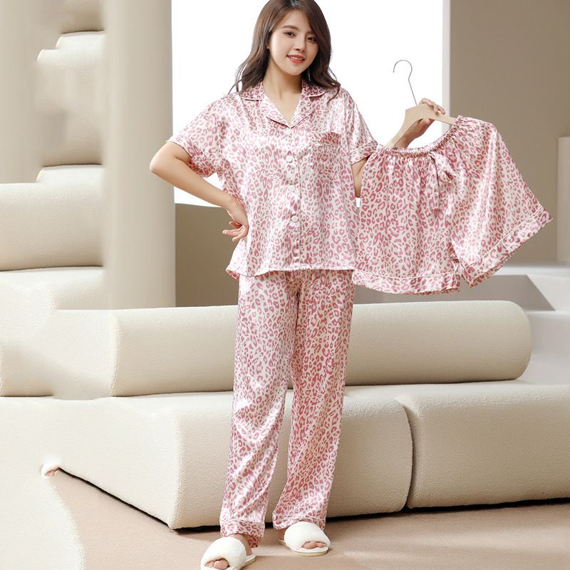 Sexy Leopardo Poliéster Conjuntos De Pantalones Pijama