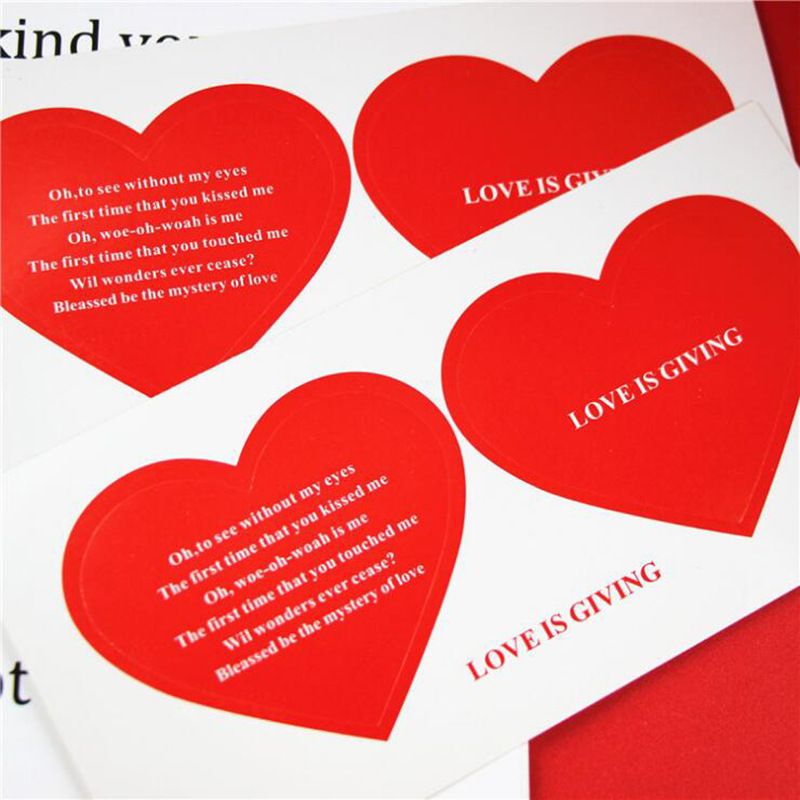 Heart Shape Label Valentine's Day Red Sealing Paste Adhesive Sticker