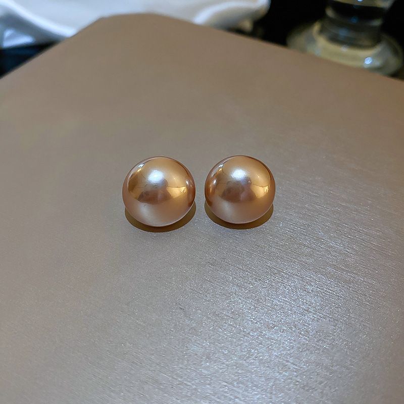 Wholesale Jewelry 1 Pair Sweet Round Artificial Pearl Metal Ear Studs
