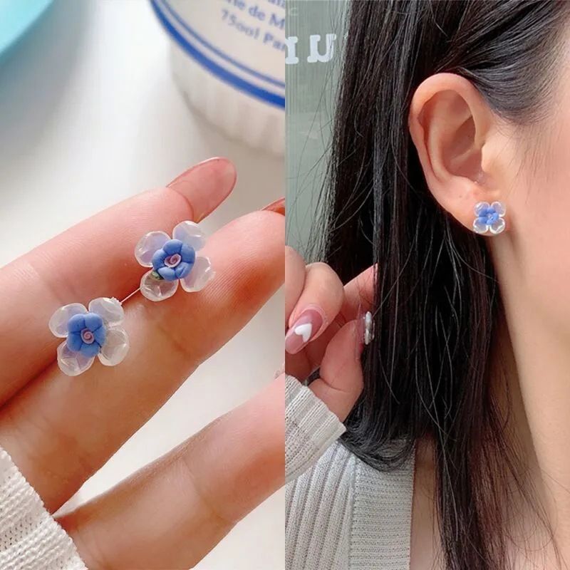 Simple Style Flower Arylic Resin Patchwork Ear Studs 1 Pair