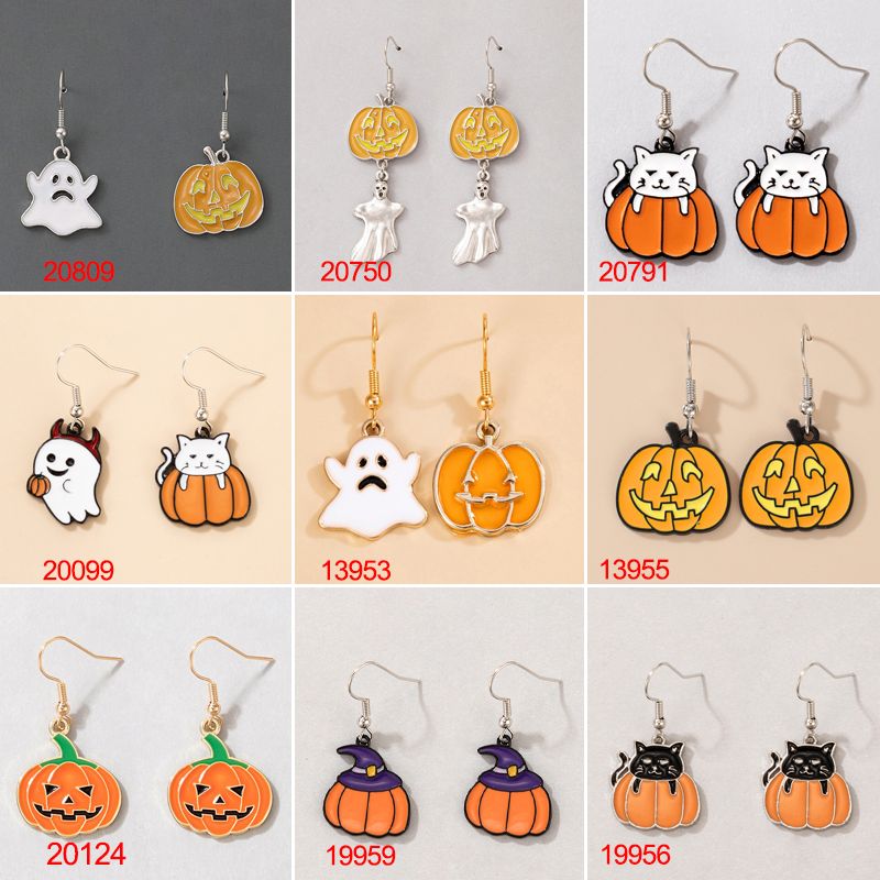 Halloween Retro Pumpkin Cat Ghost Alloy Holiday Earring