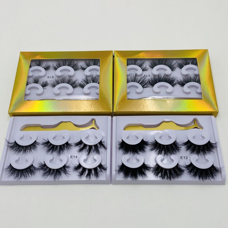 3 Pairs Of Three-dimensional Multi-layer Thickened False Eyelashes With Tweezers
