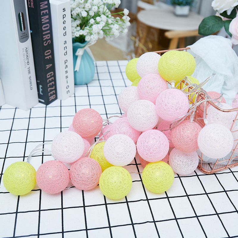 Indoor Wedding Party Macaron Cotton Thread Takraw Led String Lights