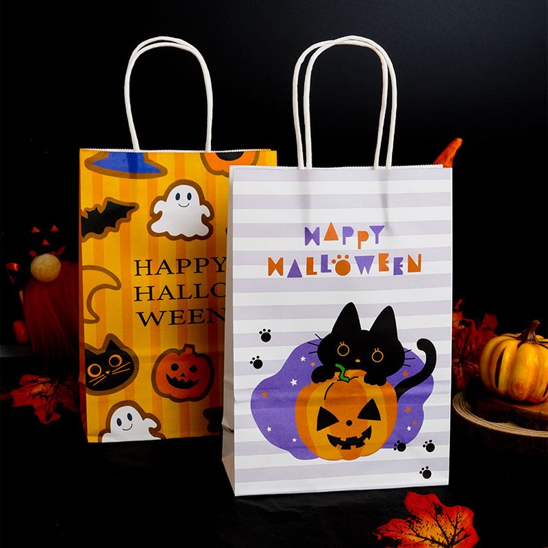 Halloween Komisch Kürbis Katze Kraftpapier Gruppe Geschenk Taschen