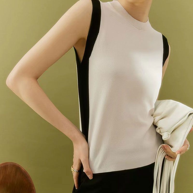 Women's Vest T-shirts Knitted Fashion Color Block