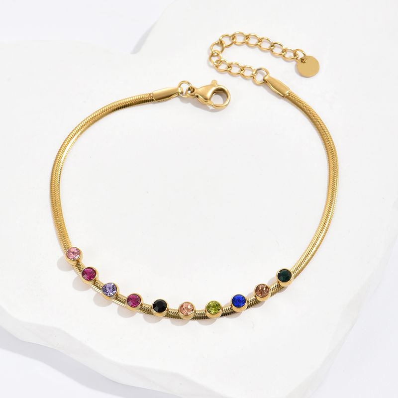 Brillant Géométrique Acier Inoxydable 304 Plaqué Or 14K Strass Artificiels Bracelets En Masse