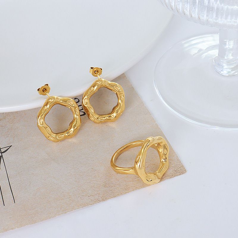 Wholesale Basic Geometric Titanium Steel Rings Earrings