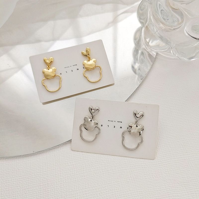 Moda Oso Forma De Corazón Aleación Enchapado Aretes