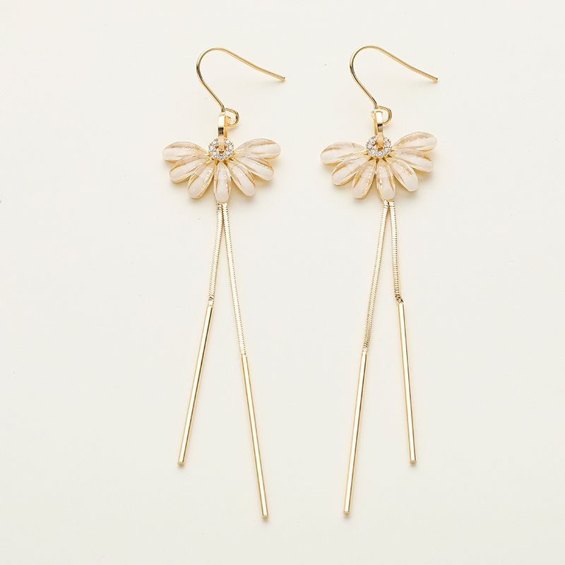 Fairy Style Chrysanthemum Copper Drop Earrings Plating Copper Earrings