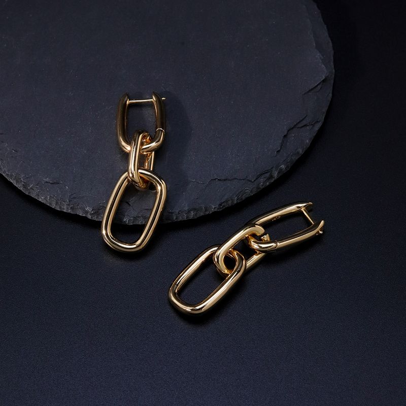 Simple Style Geometric Copper Drop Earrings Gold Plated Copper Earrings 1 Pair
