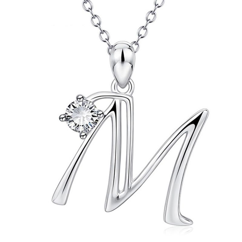 Simple Style Letter Alloy Inlay Artificial Rhinestones Pendant Necklace 1 Piece
