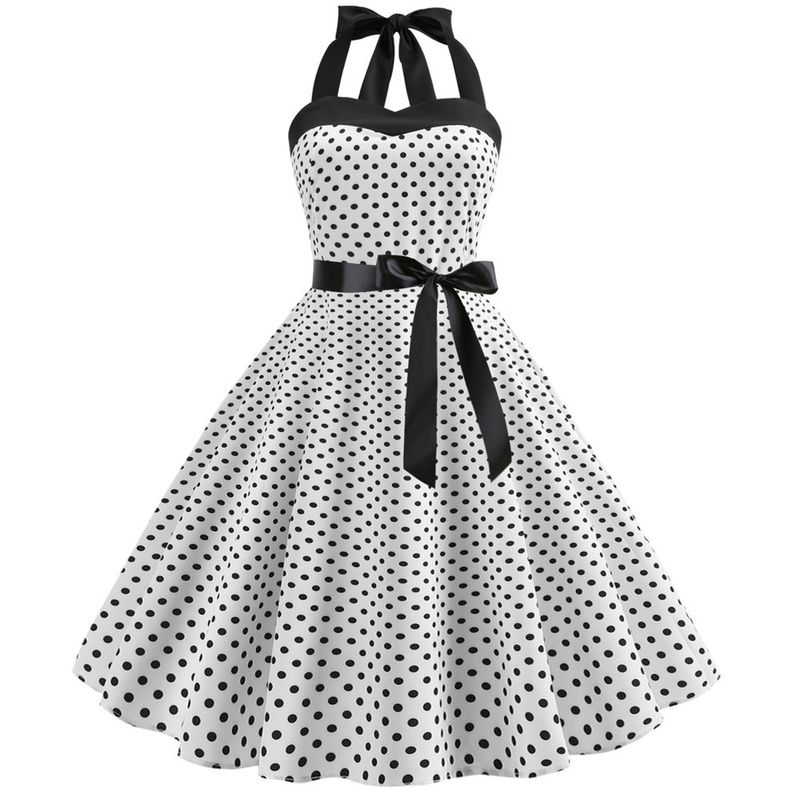 Women's Strap Dress Casual Fashion Halter Neck Printing Splicing Sleeveless Polka Dots Midi Dress Holiday Daily