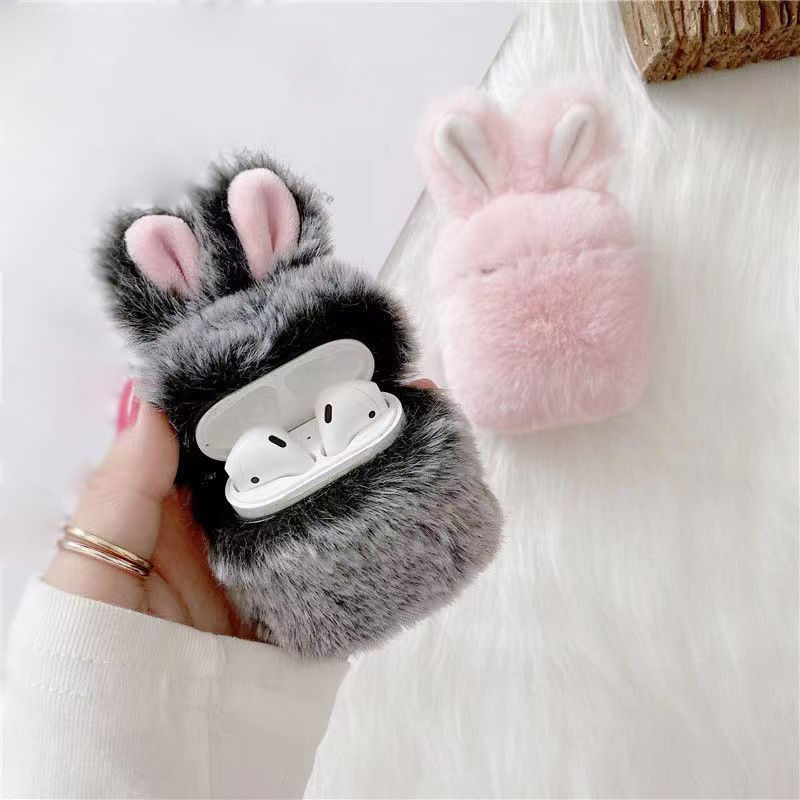 Plush Cartoon Cute Creative Rabbit Ears Airpods1/2/pro3 Generation Wireless Bluetooth Earbuds Case Protective Case