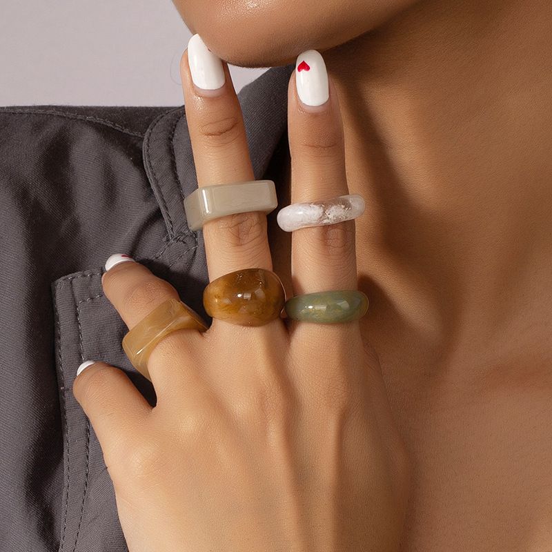 Mode Geometrisch Kunststoff Harz Transparent Ringe