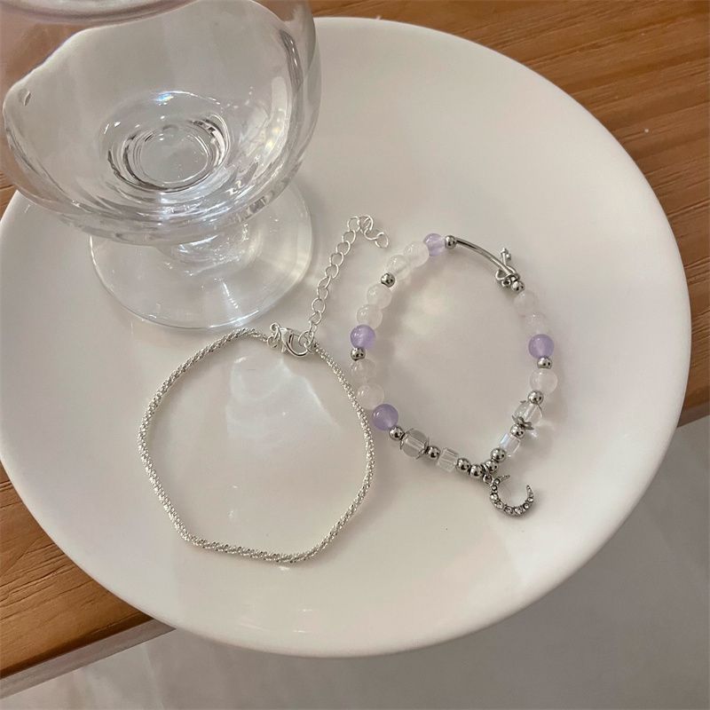 Fashion Moon Beaded Inlay Artificial Gemstones Bracelets 1 Piece