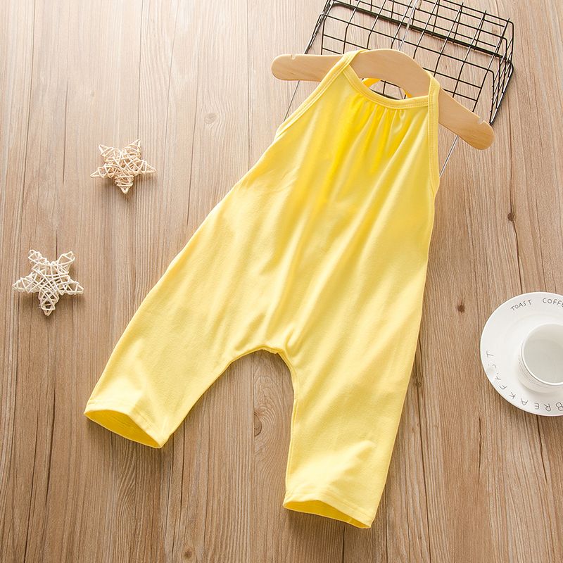 Casual Solid Color Cotton Backless Baby Clothes
