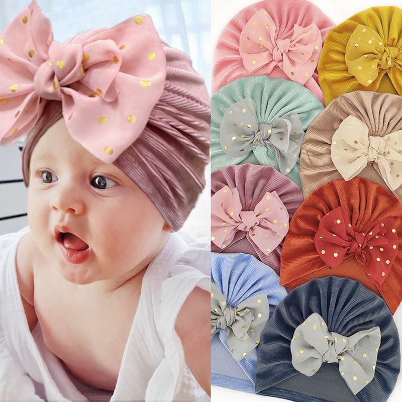 Children Unisex Cute Solid Color Bow Knot Baby Hat