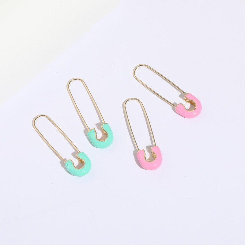 Simple Style Paper Clip Copper Earrings Enamel Gold Plated Copper Earrings