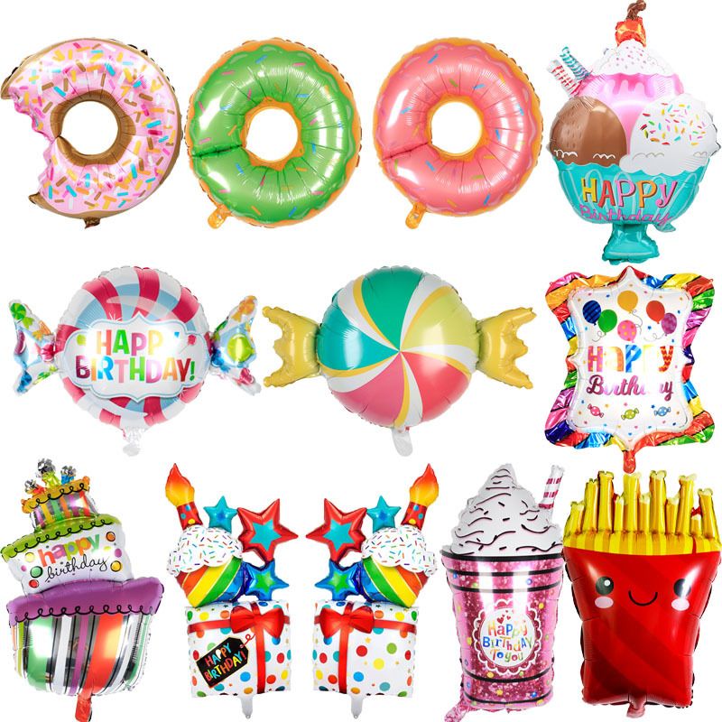Kinder Tag Geburtstag Donuts Süßigkeiten Aluminium Film Party Ballon