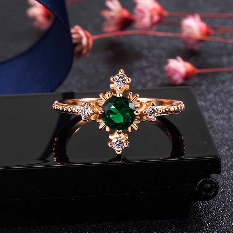 Fashion Snowflake Copper Rings Inlay Artificial Crystal Copper Rings