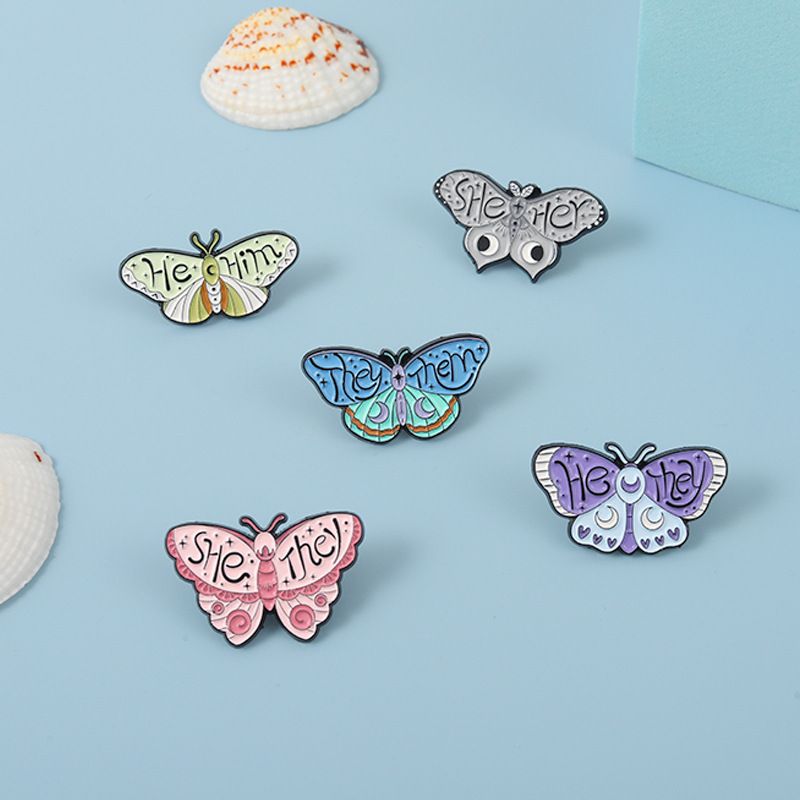 Retro Letter Butterfly Alloy Enamel Brooches