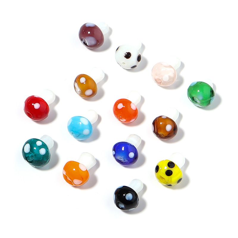 Colored Glaze Mushroom Shape Scattered Beads Diy Ornament Accessories