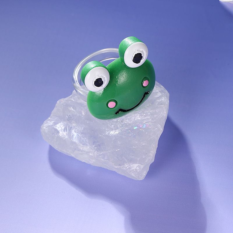 Cartoon Style Frog Plastic Resin Rings 1 Piece