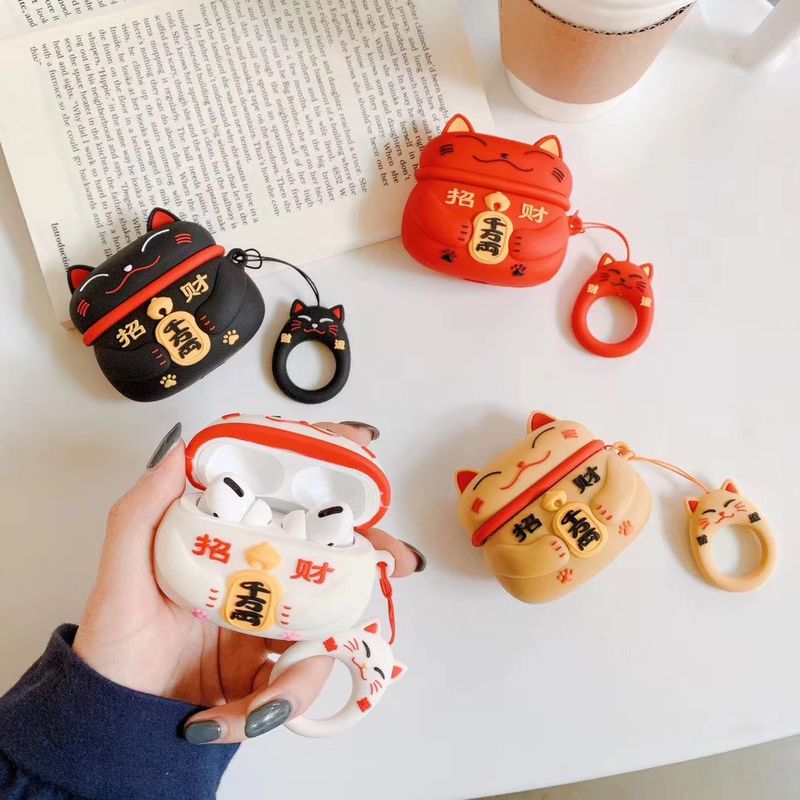 Lucky Cat For Apple Three Generation Wireless Headset Airpods Pro Protective Shell Creative Chinese Style Protective Cover