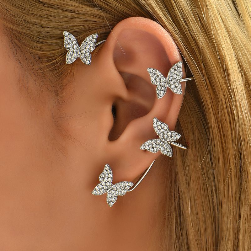 Fashion Butterfly Alloy Inlay Rhinestones Earrings
