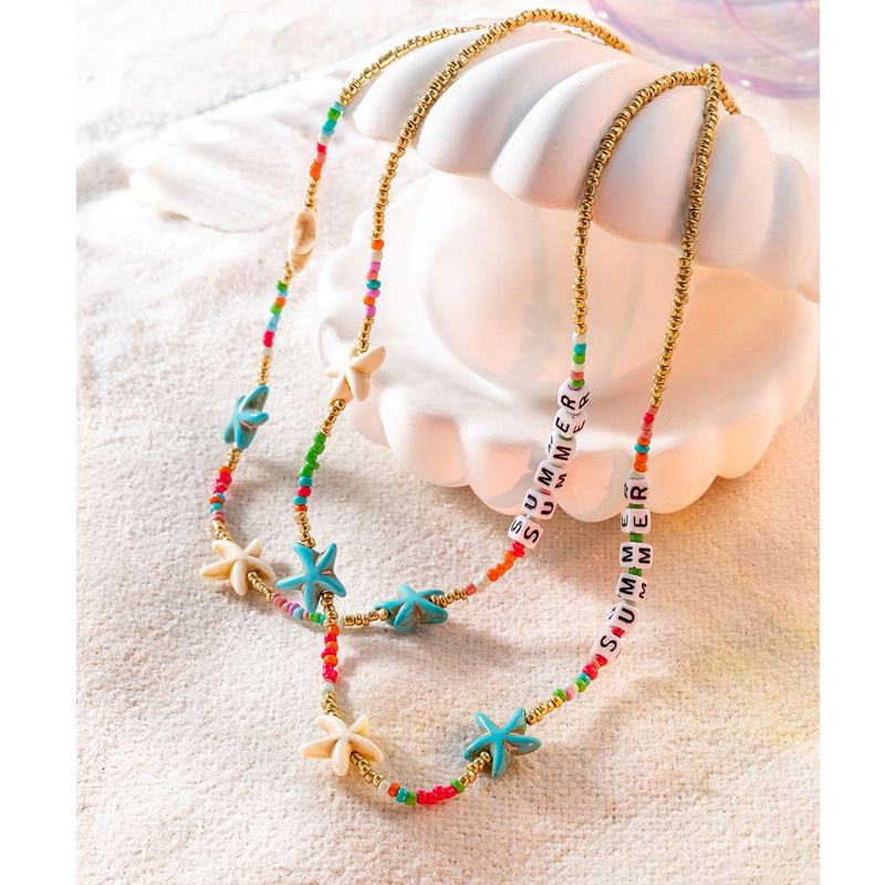 Fashion Letter Beaded Star Necklace