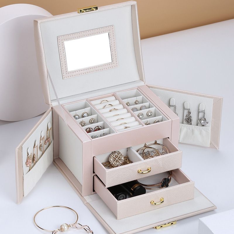 Retro Solid Color PU Leather Jewelry Boxes